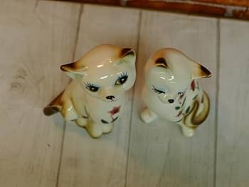 Amazon.co.jp: cc309昭和レトロ かわいい猫の陶器人形 ペア 置物